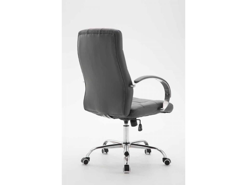 Office chair - Faux leather / Chrome metal - Grey - Dekonao NCQX82759