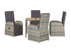 5-piece garden dining set with grey resin wicker cushions HLXP47905