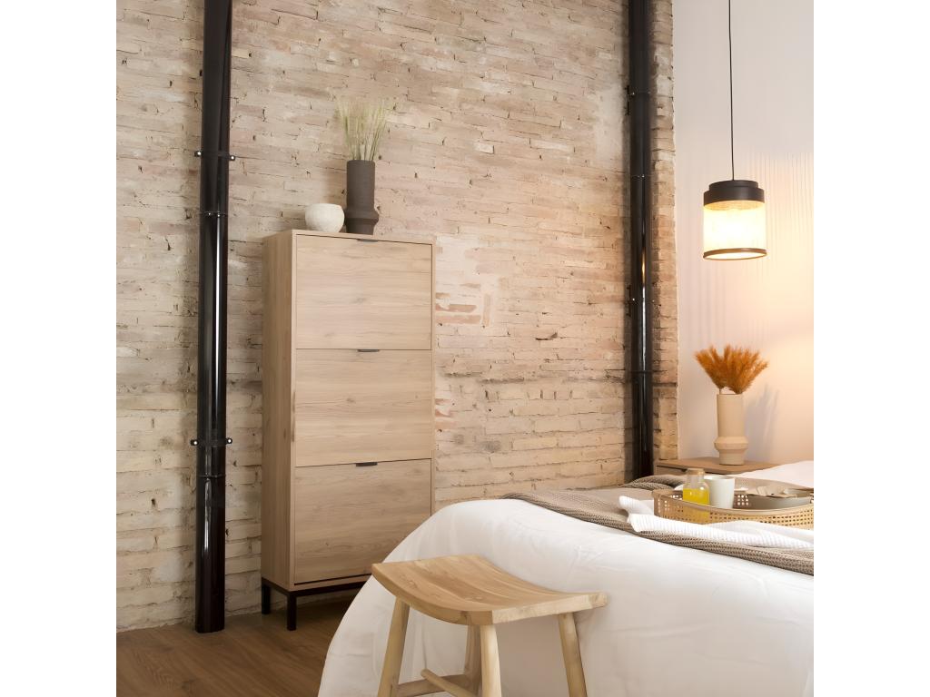 Natural wood effect shoe cabinet 60x142 YYUH49451