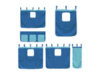 Bunk bed with slide and blue curtains 80x200 cm ECBQ91990