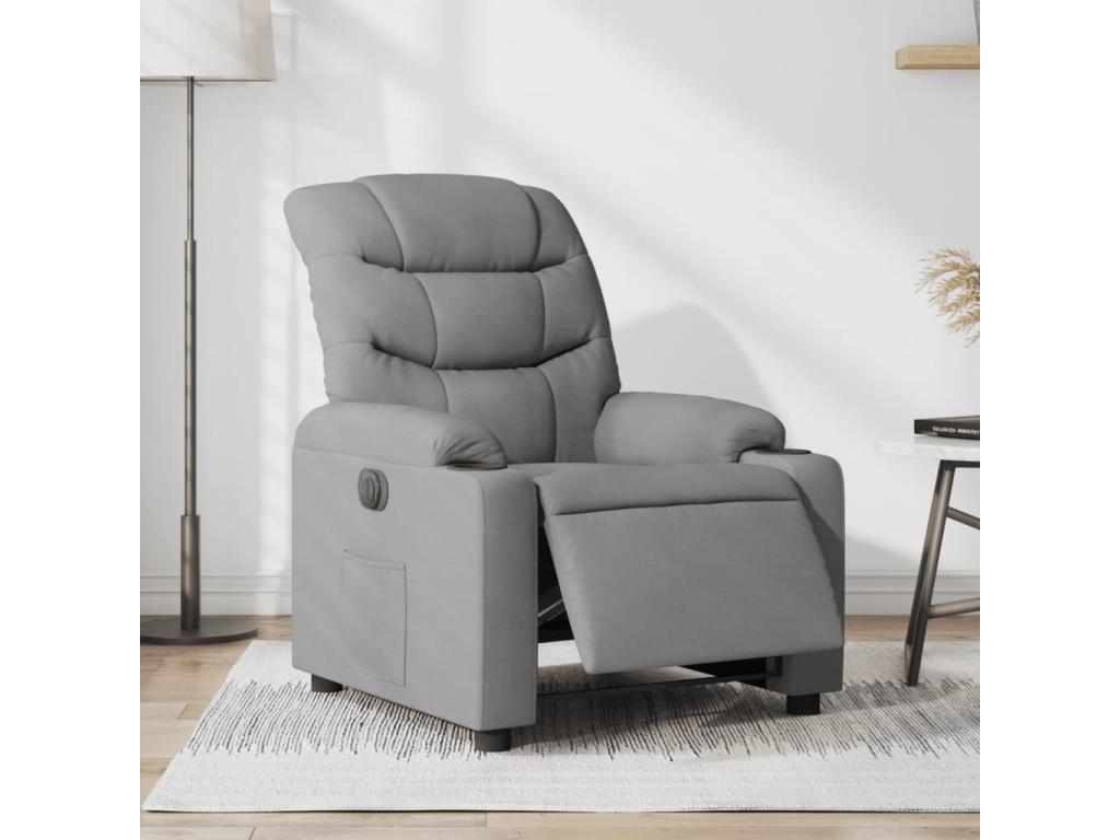 Electric Recliner Chair Light Grey Fabric YWCQ03965