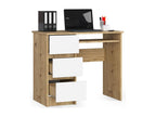Nobellea left-hand desk, brown MDF wood, 3 drawers, white front, 1 shelf, 90x50x77 cm, RJRP10788