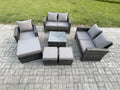 8-Seater Rattan Garden Furniture Set with Coffee Table, Chair, and 3 Stools, Dark Grey GLGN96195
