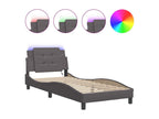 Bed frame with LED lights, grey, 80x200 cm, faux leather, CAEX52691