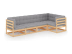 5-piece garden furniture set with cushions, solid pine wood DCCV97576