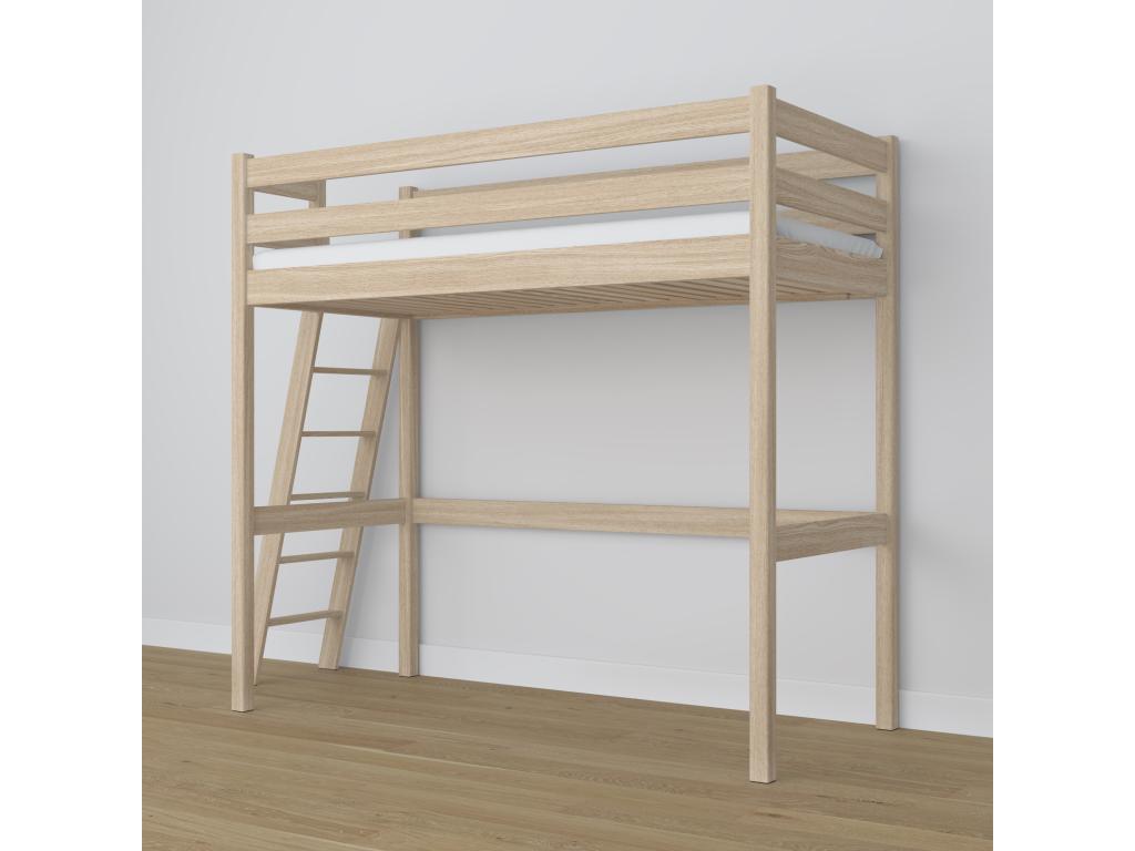 Oak loft bed N02 Whitewashed Oak 90x180 WZWK65324