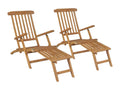 Patio chairs and footrests, set of 2, solid teak wood, REPP68340