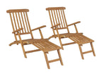 Patio chairs and footrests, set of 2, solid teak wood, REPP68340