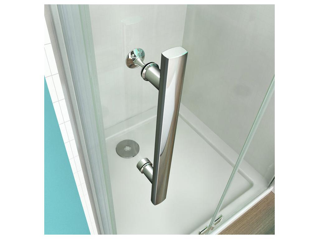 Pivoting and folding shower enclosure 110x70x185cm in 6mm anti-limescale glass, shower door, side panel with fixed corner bar UMQQ85291