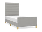 Bed frame with headboard, light grey, 90x190 cm, fabric RRXV70894