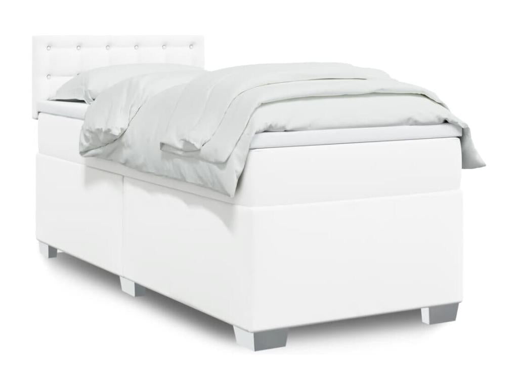 Nobellea bed base with mattress, white, 90x200 cm, faux leather, DIHH73279