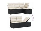 6-piece garden furniture set with cushions, black woven resin LMZO07750