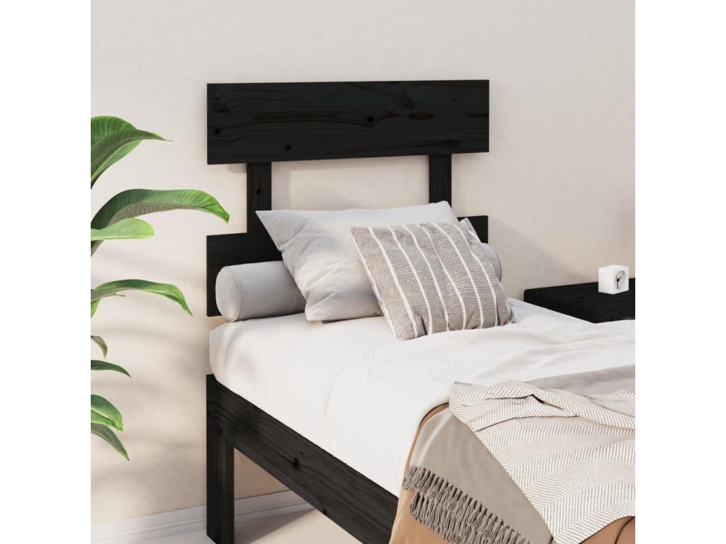 Black Headboard 103.5x3x81 Solid Pine Wood FQAQ27165