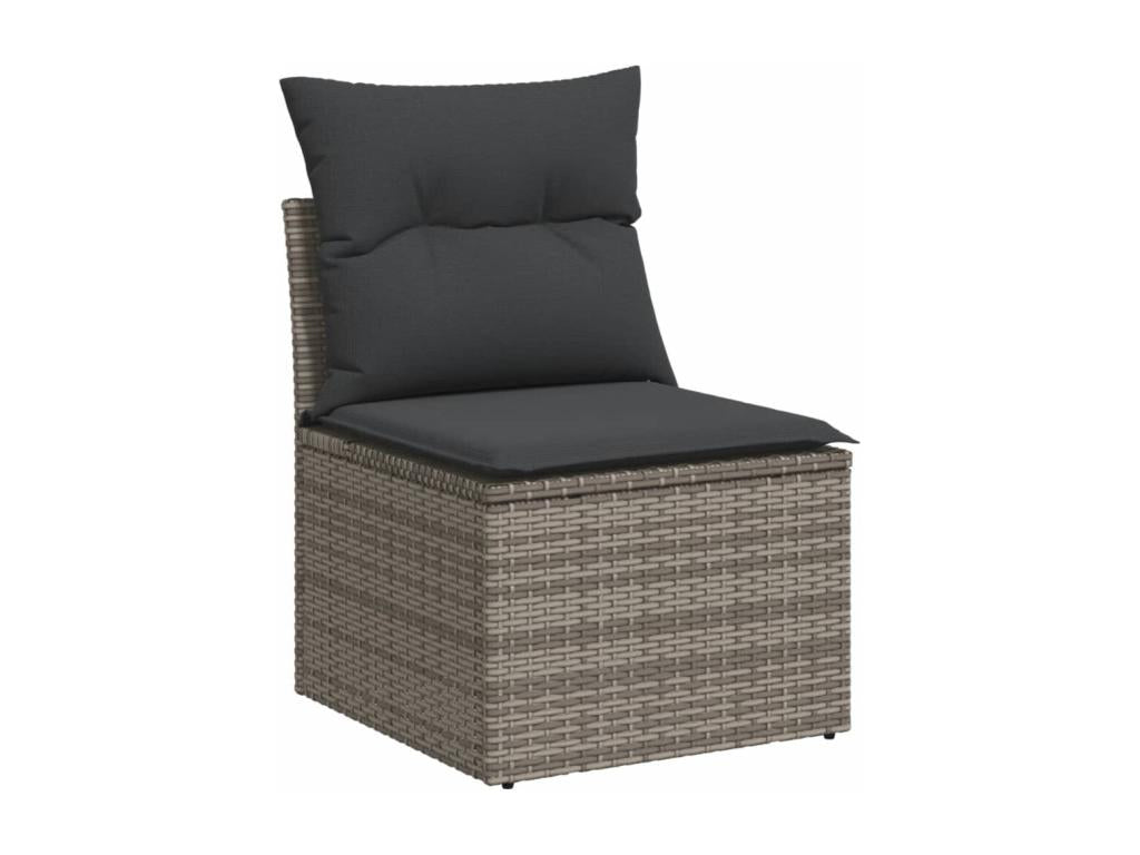 Garden furniture set with cushions, 10 pieces, grey woven resin, JOKS15492