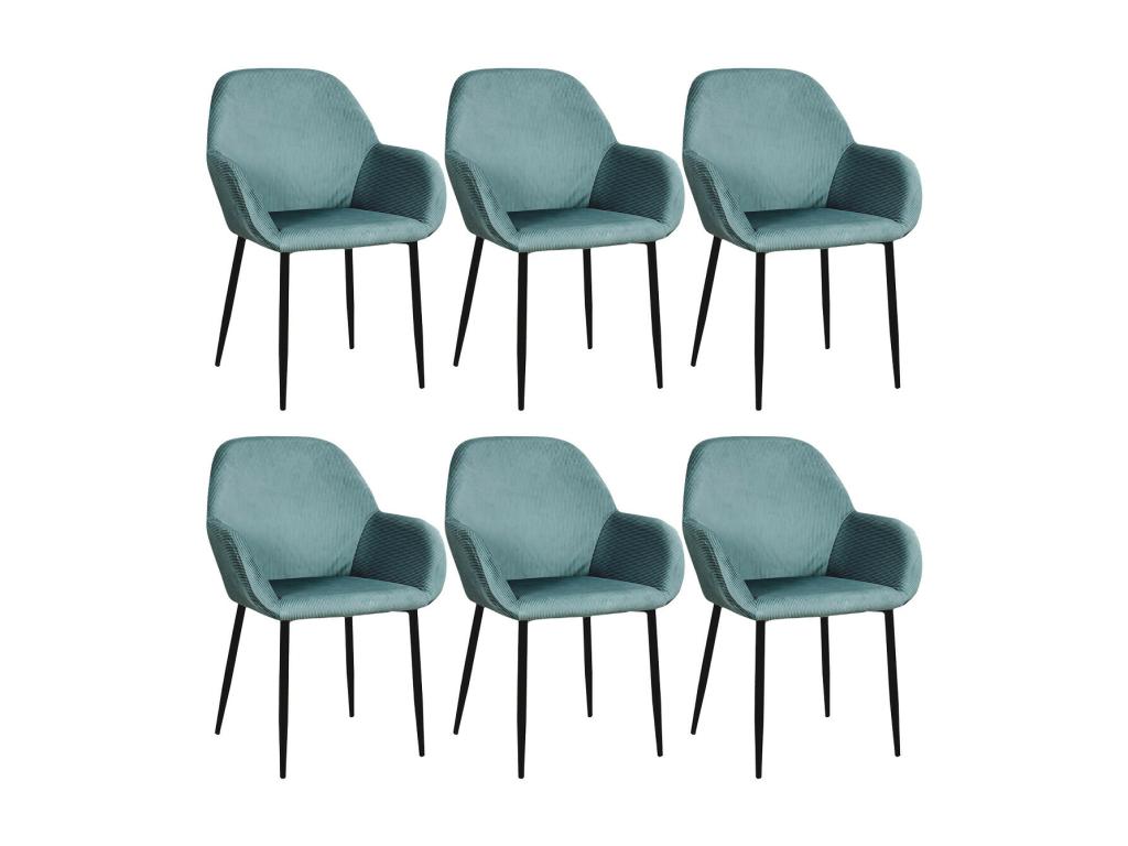 Dekonao - Set of 6 Duck Blue Corduroy Armchairs UZAN43243