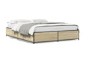 Nobellea oak bed frame 120x190 engineered wood and metal RIHB75854