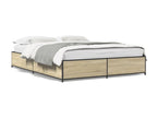 Nobellea oak bed frame 120x190 engineered wood and metal RIHB75854