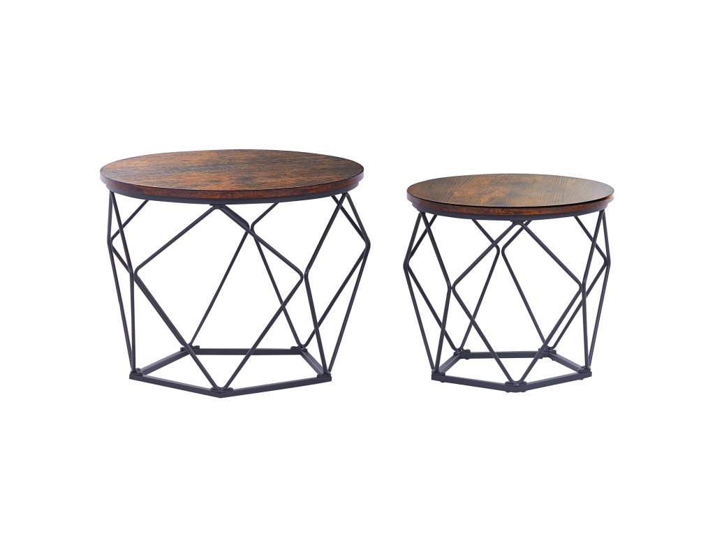 Dekonao Table Set of 2, Wood Effect, Brown/Black SBVE30108
