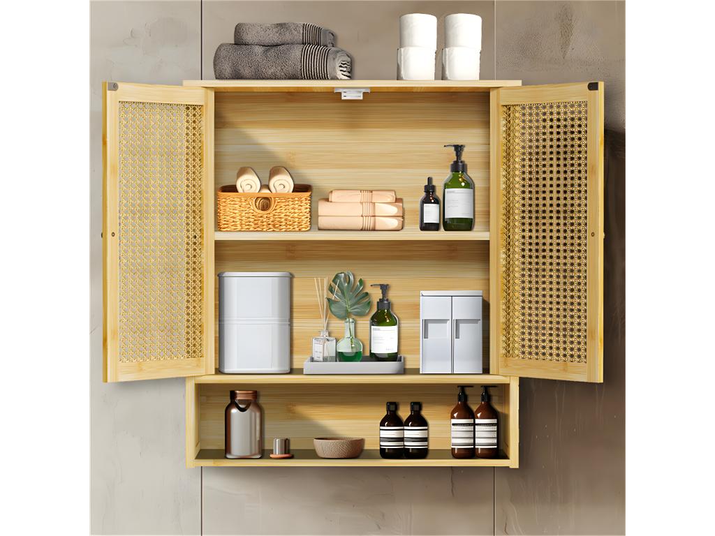 Bathroom wall cabinet with 2 doors, wall-mounted storage unit, hanging cabinet HTNV62776