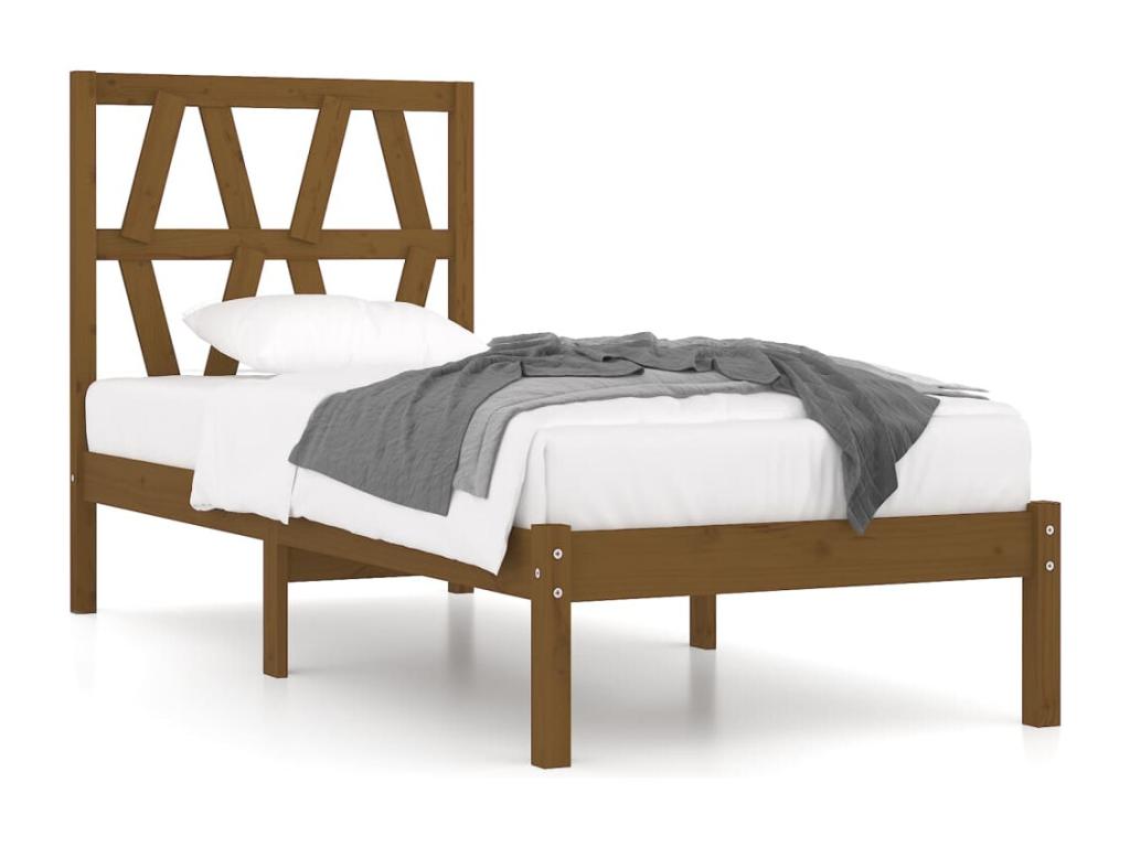 Honey Brown Bed Frame Solid Pine Wood 100x200 cm ZVLD16538