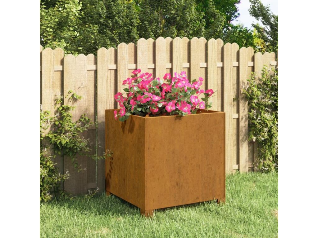 Planter with feet, rusted finish, 42x40x43 cm, Corten steel, XNQD62021
