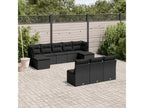 10-piece garden furniture set with cushions, black woven resin QMQK54242