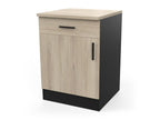 Low cabinet with 1 drawer and 1 door, 60 cm, Oregano black and wood, WYVI58646