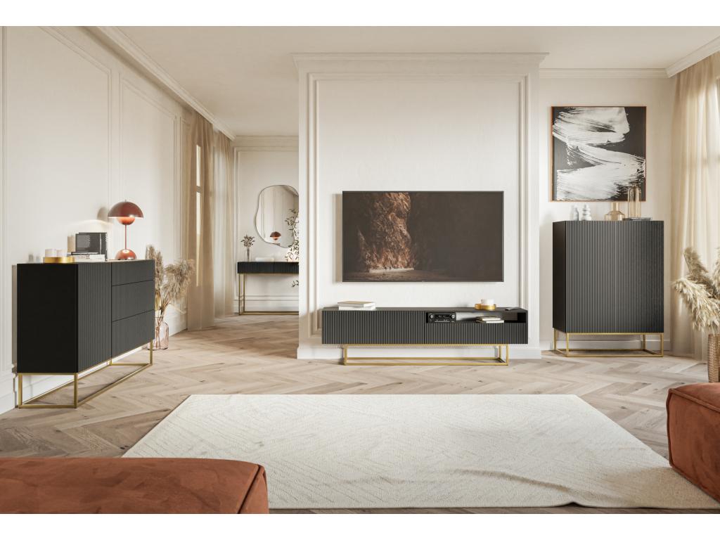 Single-door chest of drawers with drawers - 140 cm - black - Boisona LGKB72016