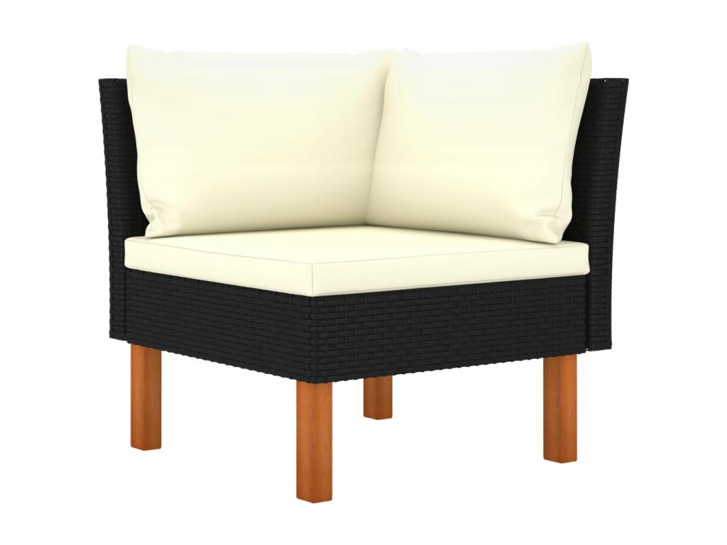 6-piece garden furniture set with cushions, black woven resin, ADWO81175