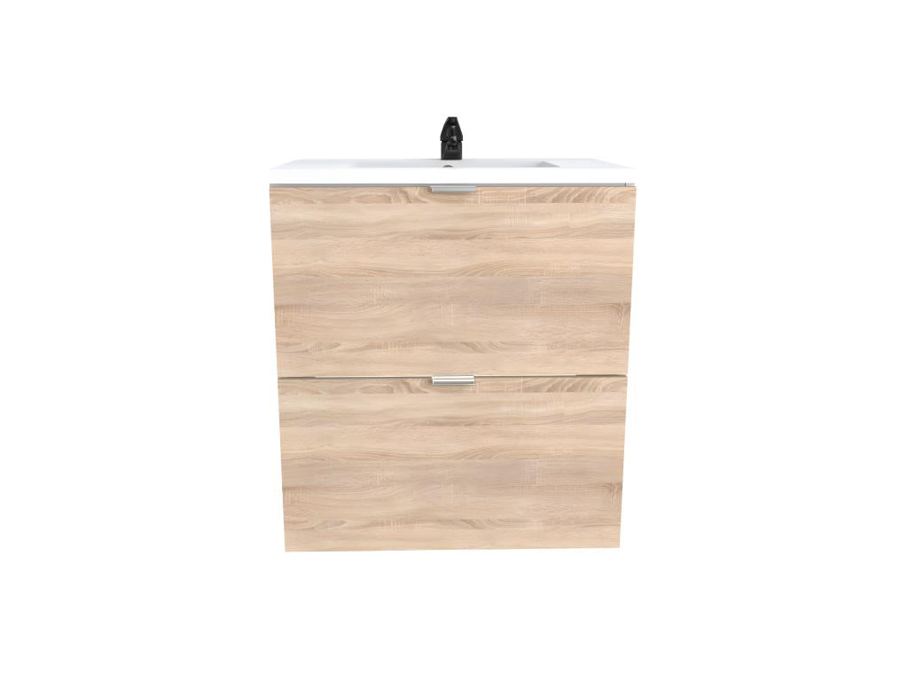 Nobellea 60cm vanity unit with 2 drawers / Whitewashed Oak finish EQWD93055