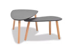 Dekonao triangular coffee table in black wood with light solid pine legs - Set of 2 PORP53507