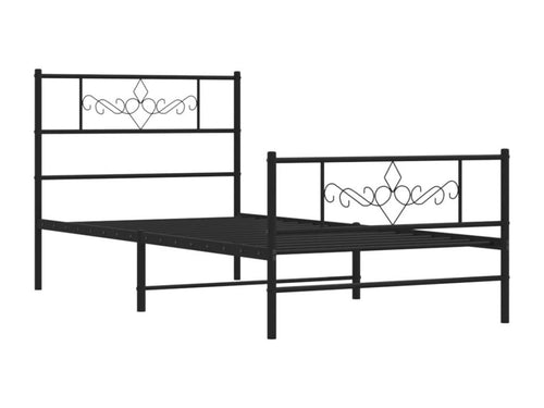 Metal bed frame with headboard and footboard, black, 75x190 cm, WLYK99714