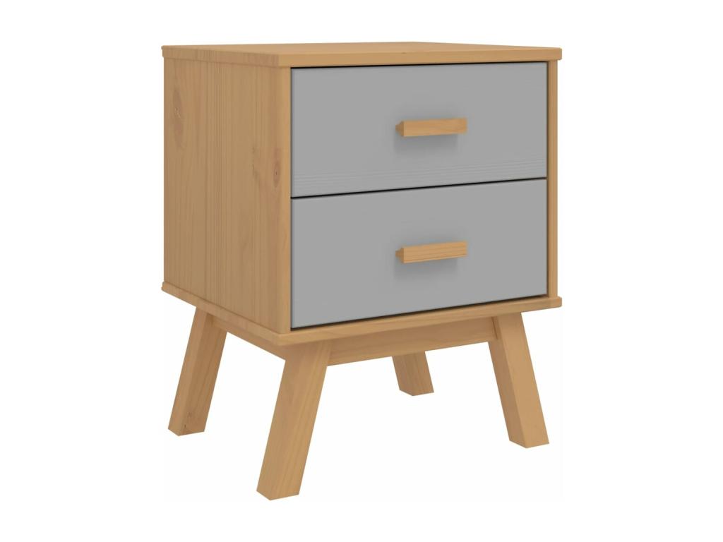 Boisona bedside table, grey and brown, solid pine wood, FZHO04937
