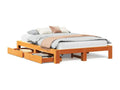 Bed frame without mattress, brown wax finish, 140x190cm, solid pine wood, OEOR31016