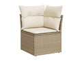11-piece garden furniture set with beige cushions, woven resin UEXT22075