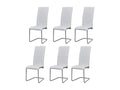 Cantilever dining chairs, set of 6, white faux leather, HEWW43203