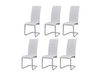 Cantilever dining chairs, set of 6, white faux leather, HEWW43203