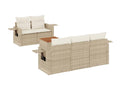 Garden furniture set with cushions, 6 pieces, beige woven resin, XVUV87385