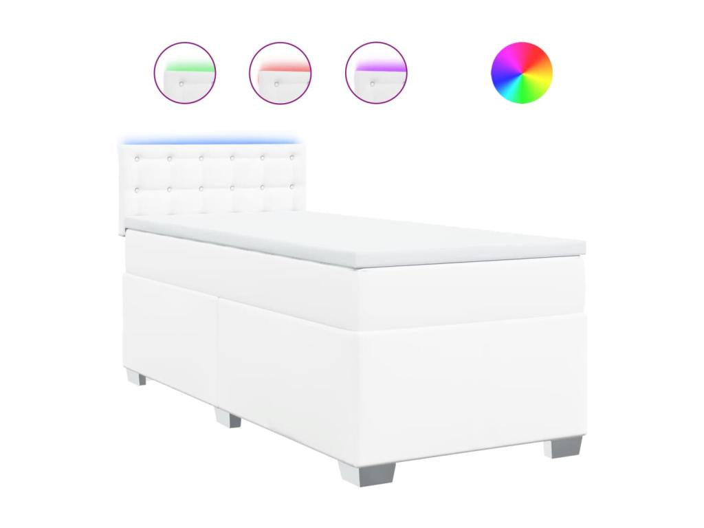 Nobellea bed base with mattress, white, 90x190 cm, faux leather, BSJX52838