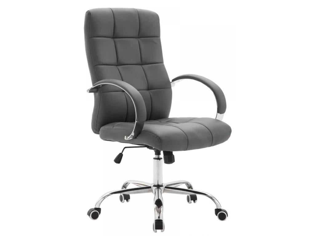 Office chair - Faux leather / Chrome metal - Grey - Dekonao NCQX82759