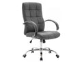 Office chair - Faux leather / Chrome metal - Grey - Dekonao NCQX82759
