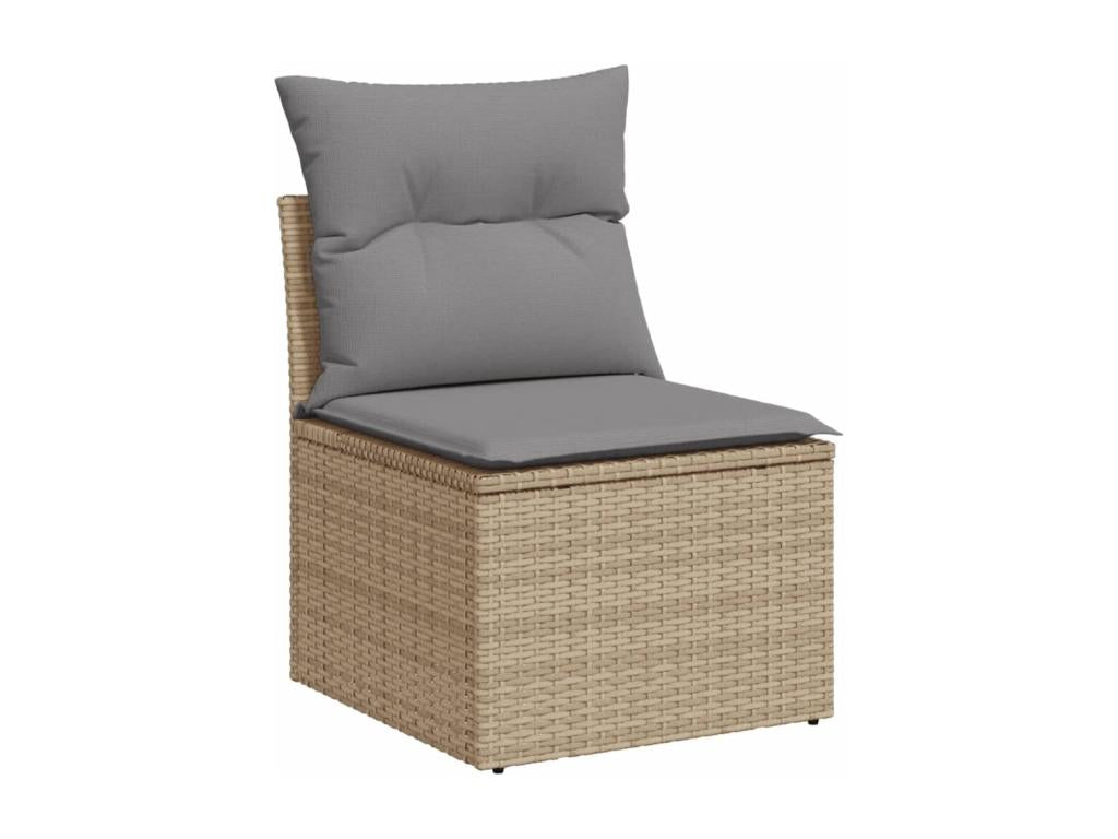 7-piece garden furniture set with cushions, beige woven resin UHNK91337
