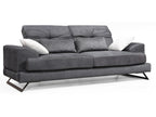 Dekonao 225cm Anthracite Velvet 3-Seater Sofa with Adjustable Headrests and Black Metal Legs KIQL60767