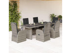 7-piece garden dining set and cushions, grey rattan ZENS08645
