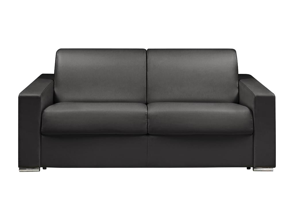3-seater express convertible sofa in black faux leather - 140 cm sleeping area - 14 cm mattress Nobellea EQDQ20433