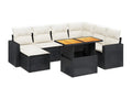 8-piece garden furniture set with cushions, black resin wicker EMJL20352
