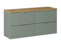 Dekonao Green and Wood 120cm Vanity Unit with 4 Drawers and Countertop WHYH64250