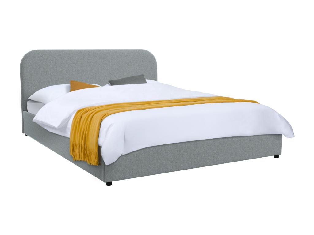 Double bed 140x190 cm with storage in grey fabric - Dekonao NVIM46880