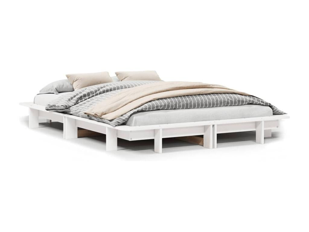 Bed frame without mattress, white, 150x200 cm, solid pine wood, GPLE84598
