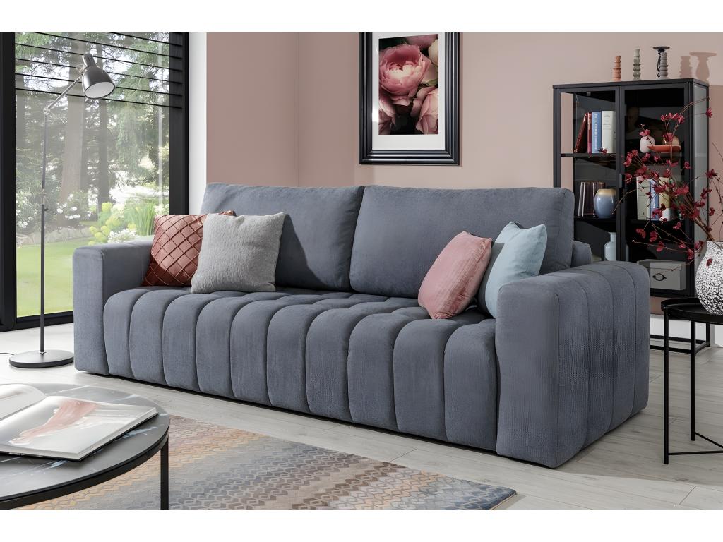 Dekonao DAWL98993 3-seater convertible sofa with storage space - Grey - in luxury quality fabric